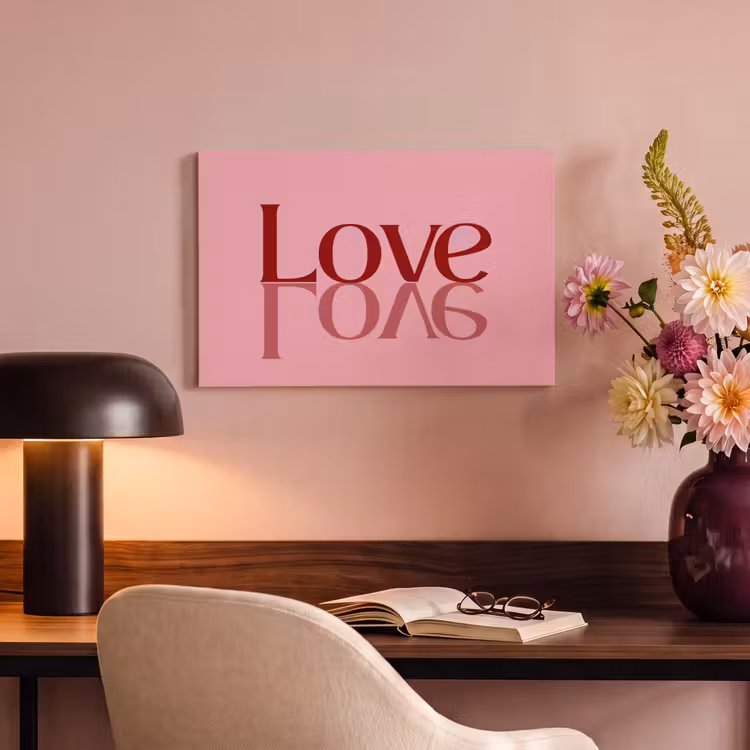 Love - Roze - Spiegeling canvas 2cm klein -sfeer4