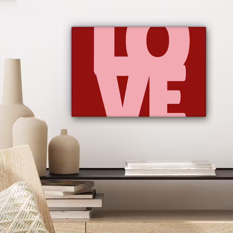 Love - Rood - Blokletters canvas 2cm klein -sfeer6