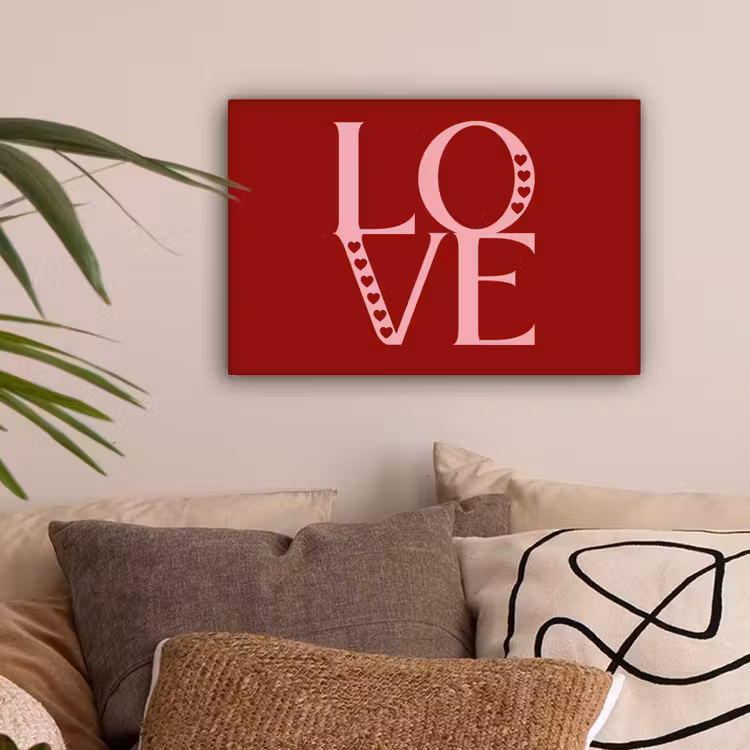 Love - Rood - Hatjes canvas 2cm klein -z3d