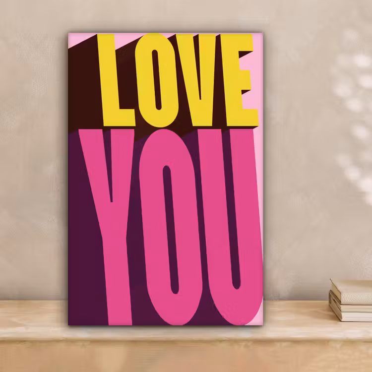 Love - Tekst - Roze - Valentijn canvas 2cm klein -sfeer1