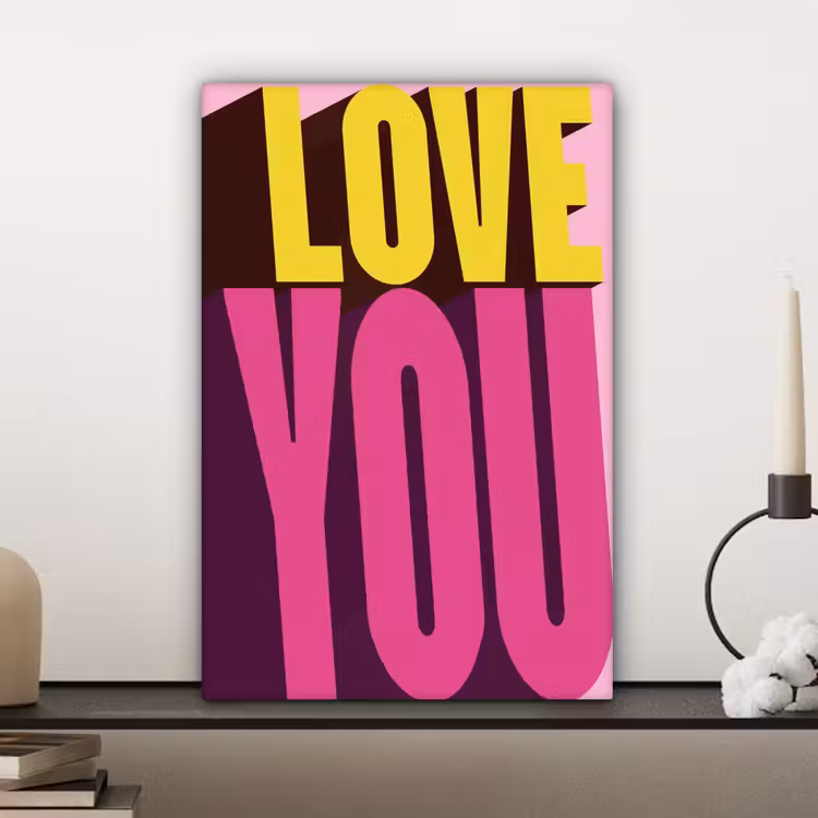 Love - Tekst - Roze - Valentijn canvas 2cm klein -sfeer6