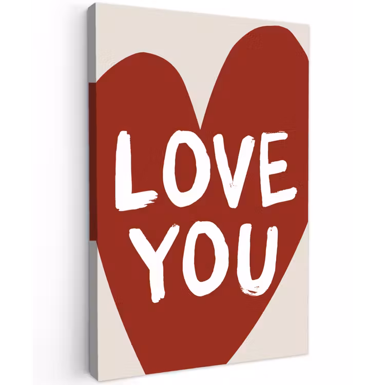 Loveyou - Hart - Rood canvas 2cm klein -z3d