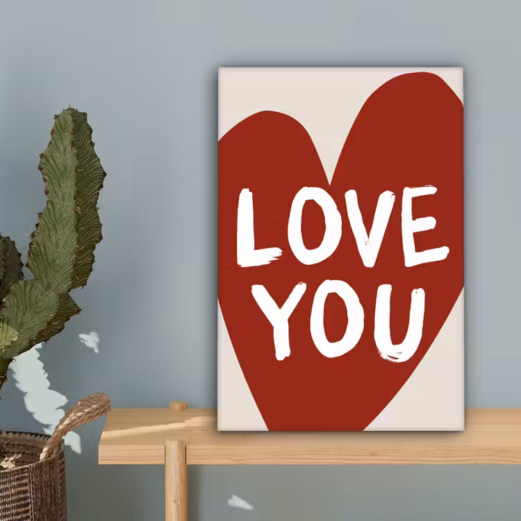 Loveyou - Hart - Rood canvas 2cm klein -sfeer4