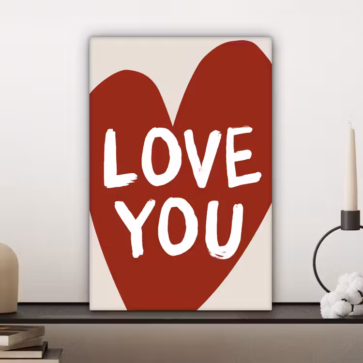 Loveyou - Hart - Rood canvas 2cm klein -sfeer6
