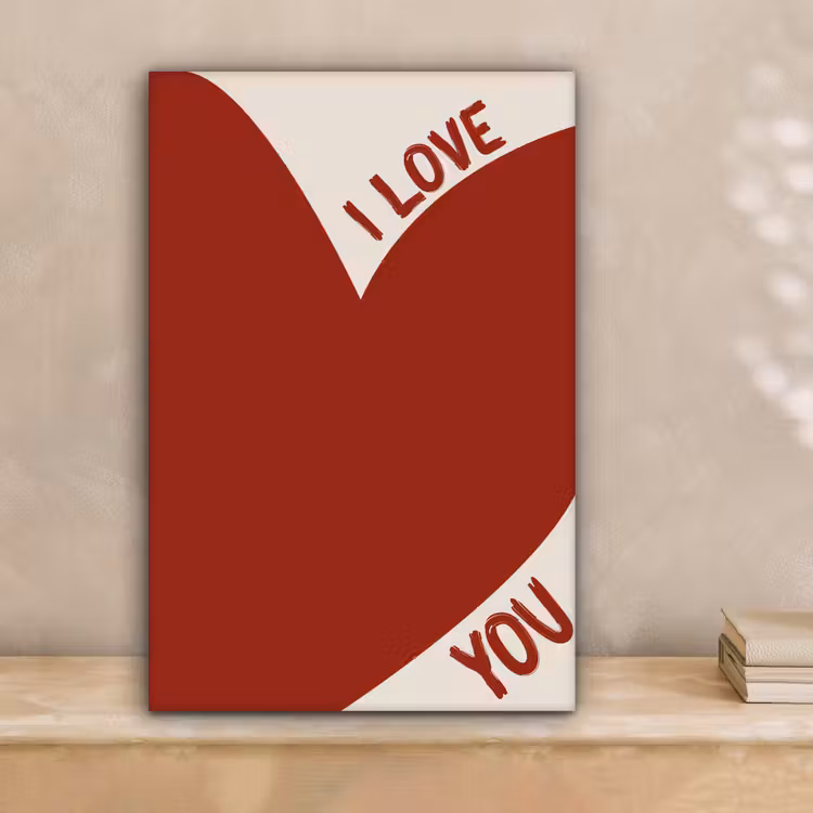 Loveyou - Rood - Hart canvas 2cm klein -sfeer1