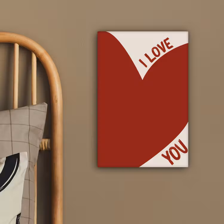 Loveyou - Rood - Hart canvas 2cm klein -sfeer3