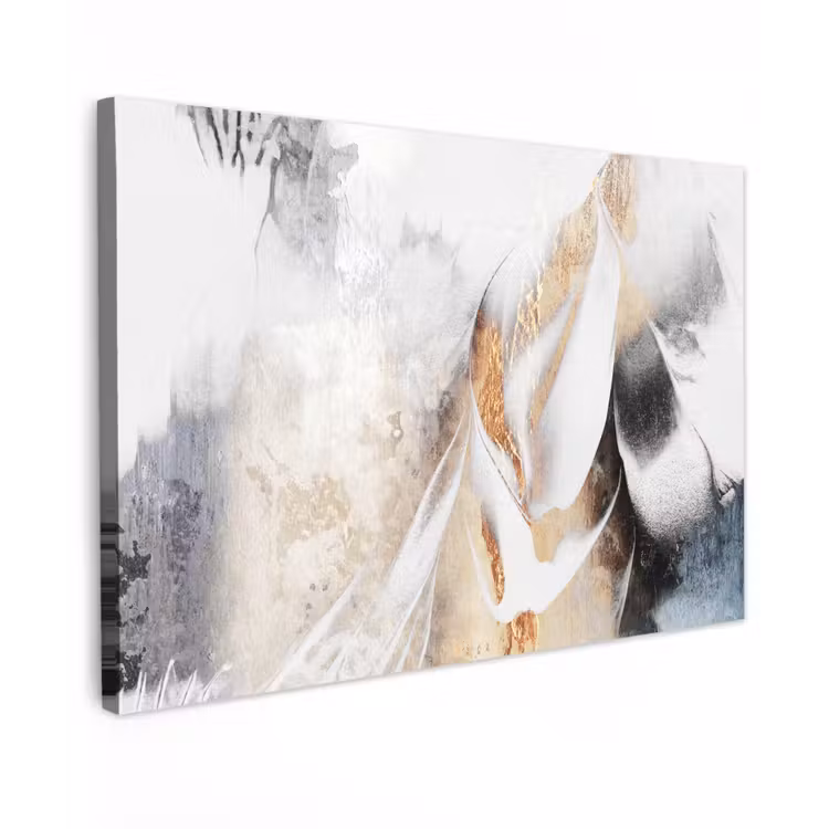 Luxe - Abstract - Goud - Wit canvas 2cm klein -z3d
