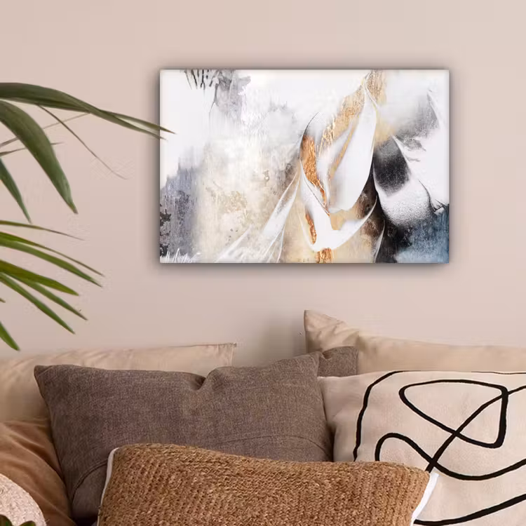 Luxe - Abstract - Goud - Wit canvas 2cm klein -sfeer1