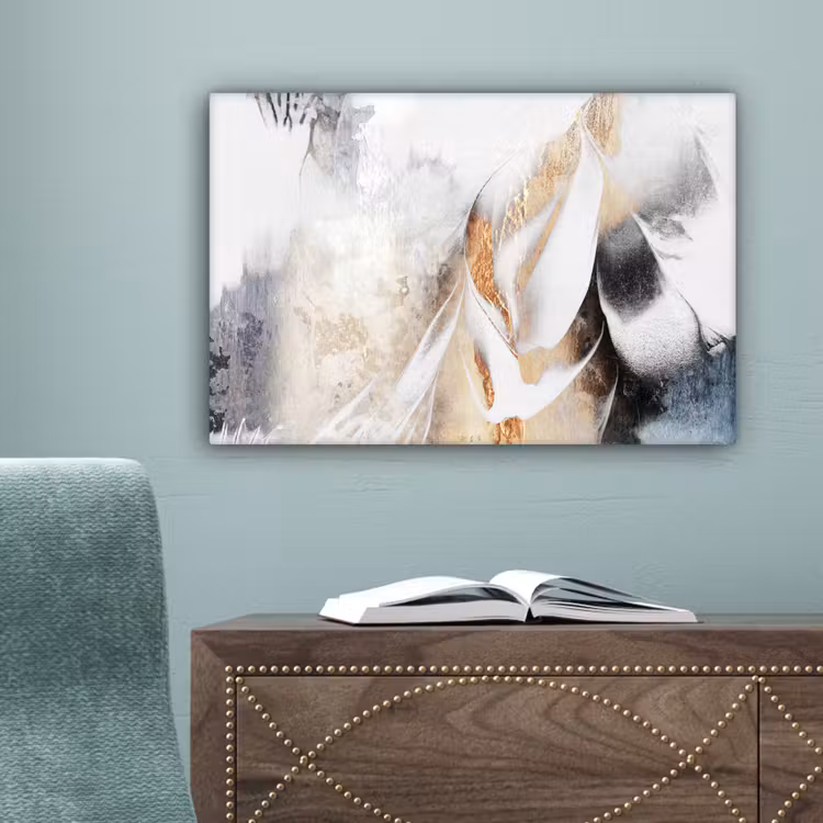 Luxe - Abstract - Goud - Wit canvas 2cm klein -sfeer4