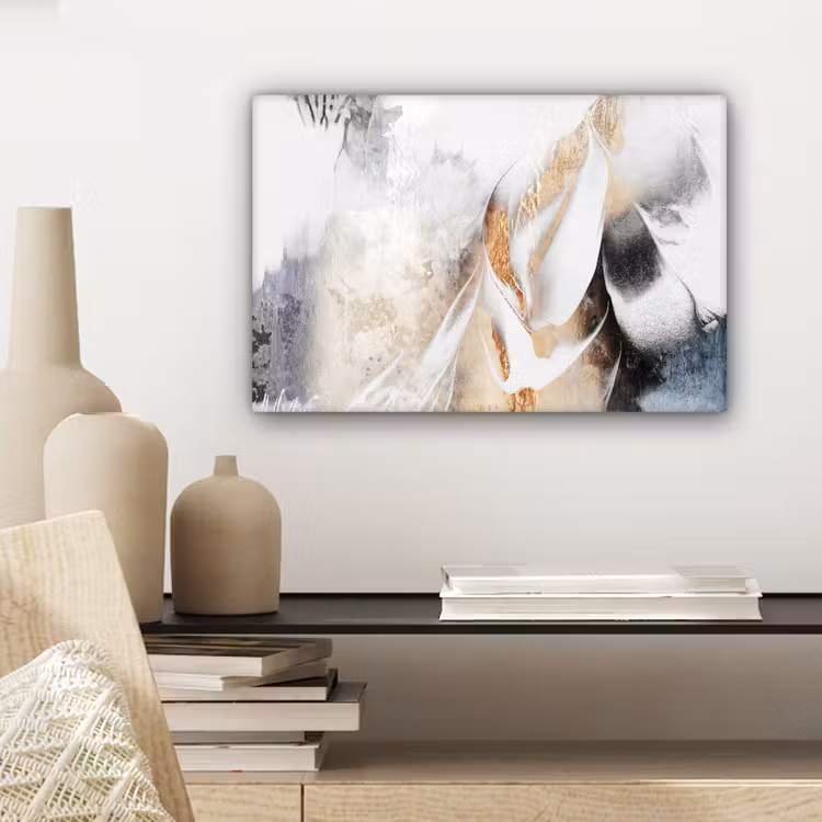 Luxe - Abstract - Goud - Wit canvas 2cm klein -sfeer6
