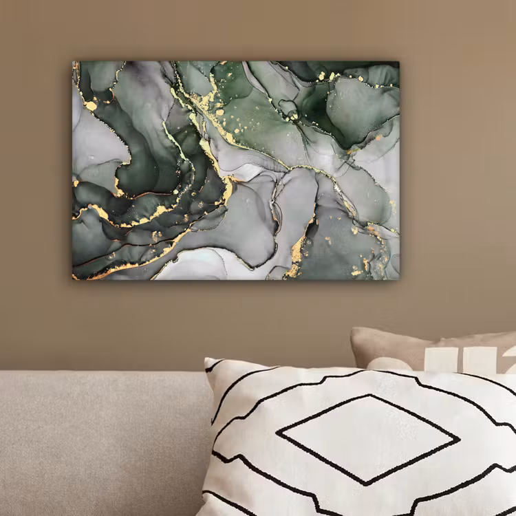 Luxe - Marmer - Groen canvas 2cm klein -sfeer3