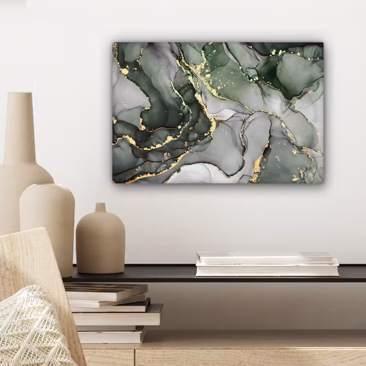 Luxe - Marmer - Groen canvas 2cm klein -sfeer6