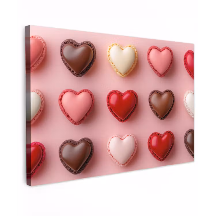 Macarons - Hartjes - Kleurrijk - Roze canvas 2cm klein -z3d