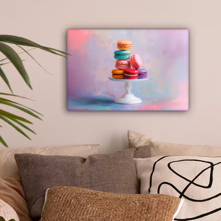 Macarons - Schaal - Pastel - Kleurrijk canvas 2cm klein -sfeer1