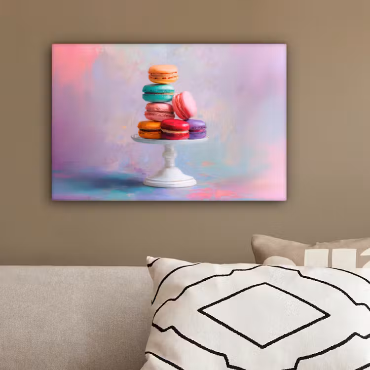 Macarons - Schaal - Pastel - Kleurrijk canvas 2cm klein -sfeer3