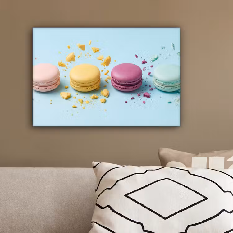 Macarons - Kleurrijk - Pastel canvas 2cm klein -sfeer3