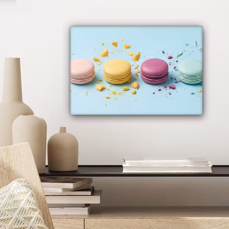 Macarons - Kleurrijk - Pastel canvas 2cm klein -sfeer6