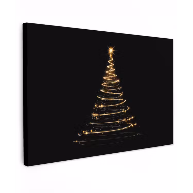 Magisch - Kerstboom - Lichtspiralen - Zwart canvas 2cm klein -z3d