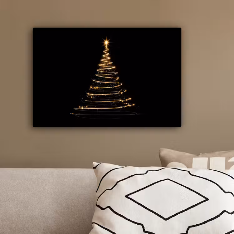 Magisch - Kerstboom - Lichtspiralen - Zwart canvas 2cm klein -sfeer3