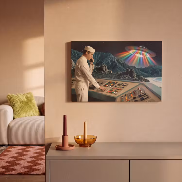 Canvas Print - Man - Control Room - Beach - Man - Controlekamer - Strand canvas 2cm klein