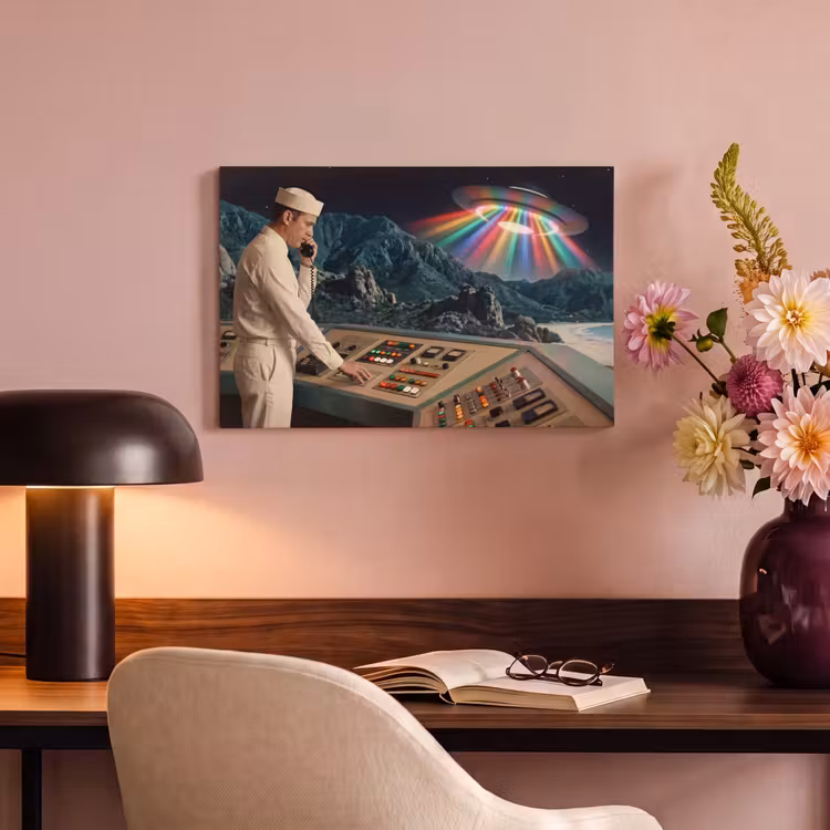 Canvas Print - Man - Control Room - Beach - Man - Controlekamer - Strand canvas 2cm klein