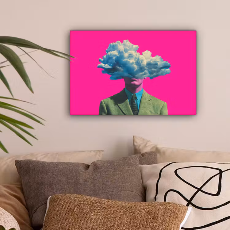 Man - Pak - Wolk - Roze canvas 2cm klein -sfeer1
