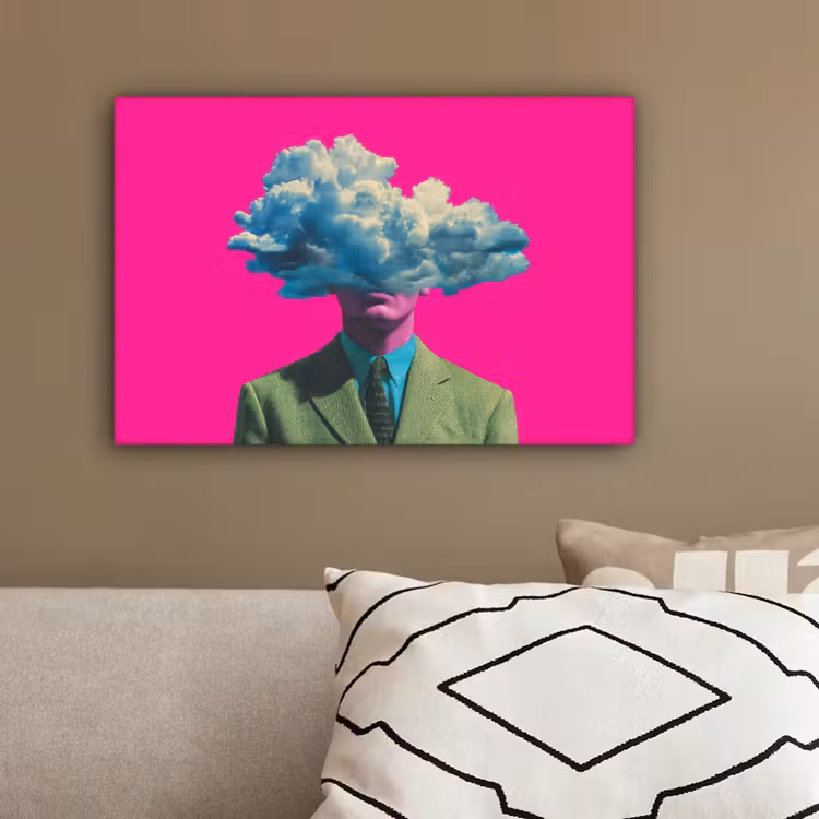 Man - Pak - Wolk - Roze canvas 2cm klein -sfeer3