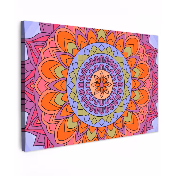 Mandala - Cirkel - Abstract - Kleurrijk - Patroon canvas 2cm klein -z3d