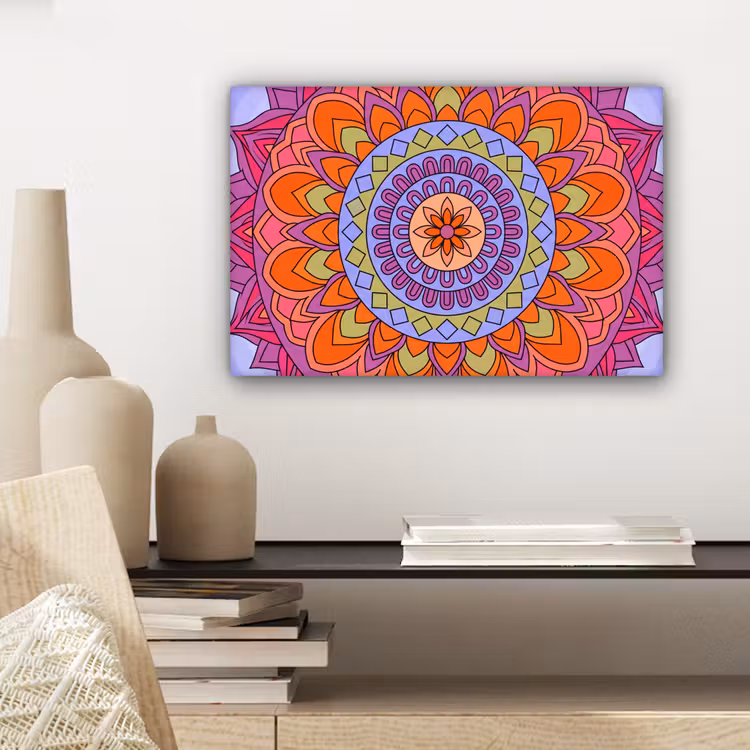 Mandala - Cirkel - Abstract - Kleurrijk - Patroon canvas 2cm klein -sfeer6