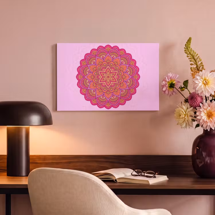 Mandala - Cirkel - Spiritueel - Oosters - Roze canvas 2cm klein -sfeer4