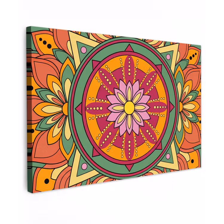 Mandala - Bloemen - Abstract - Kleurrijk canvas 2cm klein -z3d