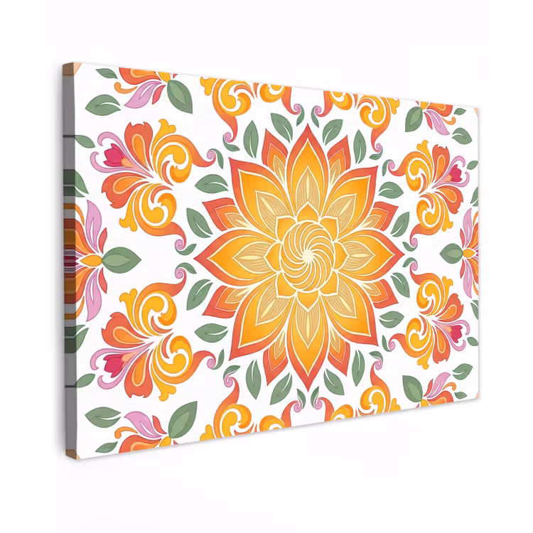 Mandala - Bloemen - Decoratie - Kleurrijk - Abstract canvas 2cm klein -z3d