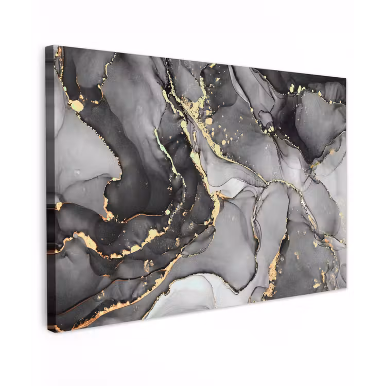 Marmer - Zwart - Goud - Grijs canvas 2cm klein -z3d