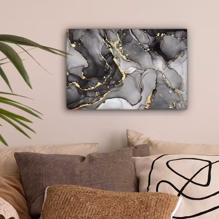Marmer - Zwart - Goud - Grijs canvas 2cm klein -sfeer1