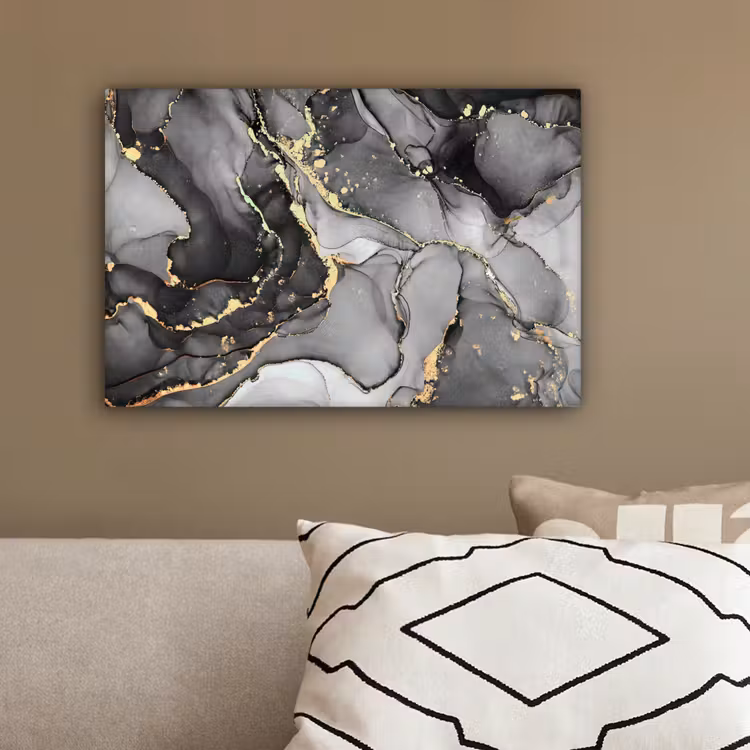 Marmer - Zwart - Goud - Grijs canvas 2cm klein -sfeer3