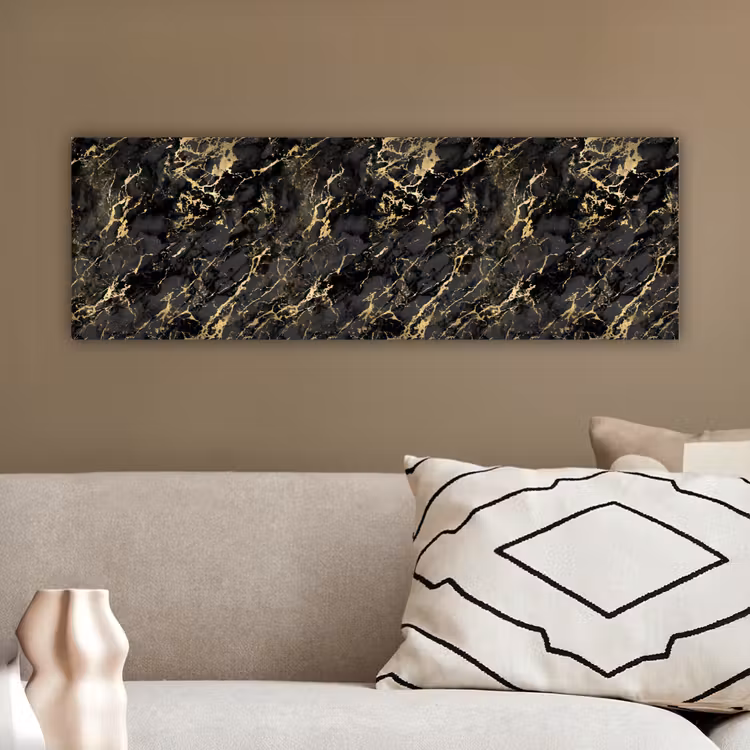 Marmer - Zwart - Goudstructuur canvas 2cm klein 828 -sfeer3