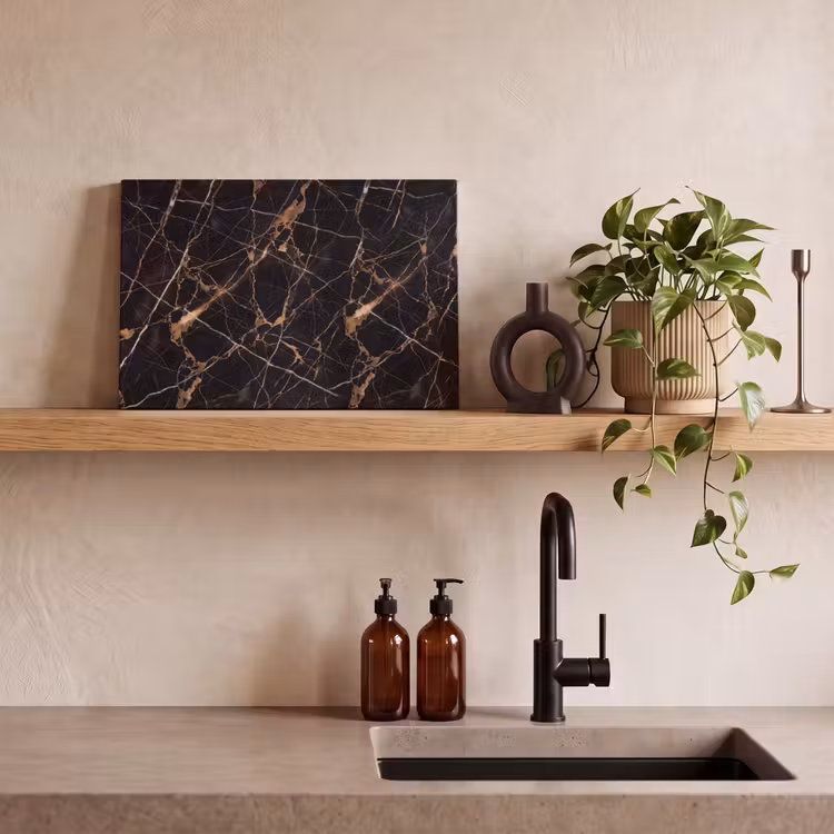 Marmer - Goud - Abstract - Zwart canvas 2cm klein -sfeer3