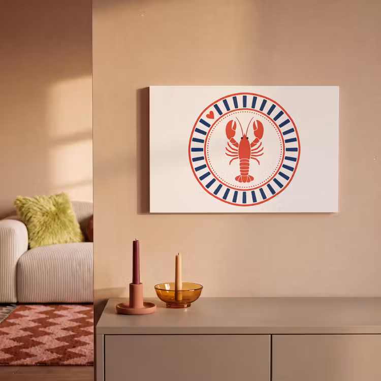 Zeeleven - Kreeft - Embleem - Grafisch - Rood canvas 2cm klein -sfeer1