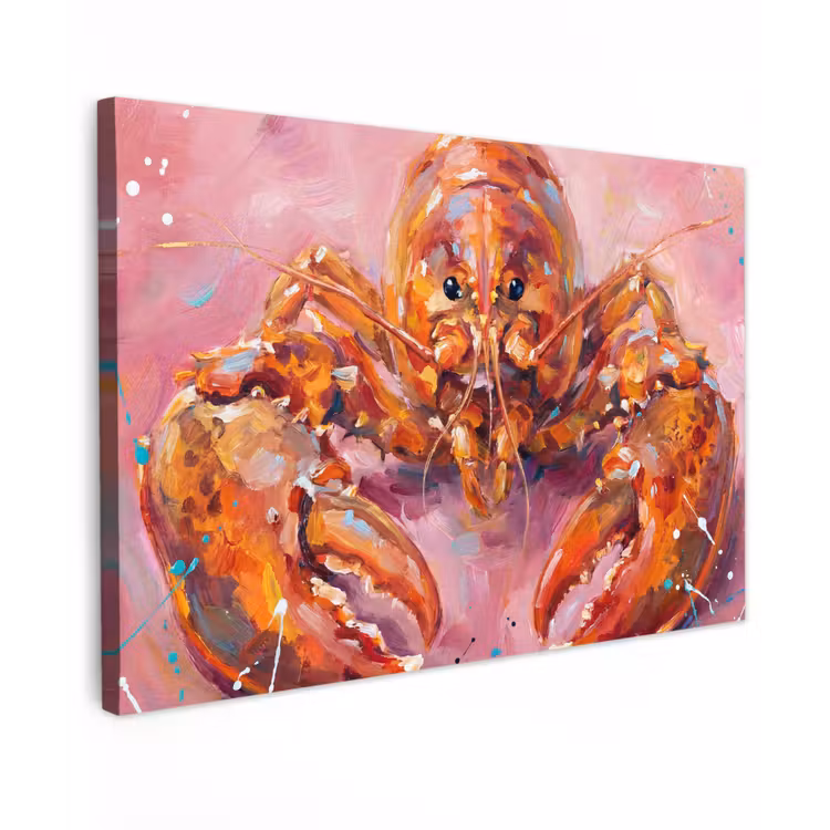 Zeeleven - Kreeft - Spatters - Abstract - Roze canvas 2cm klein -z3d