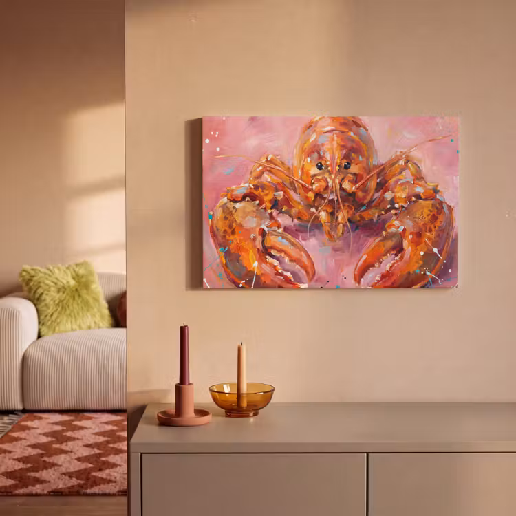 Zeeleven - Kreeft - Spatters - Abstract - Roze canvas 2cm klein -sfeer1