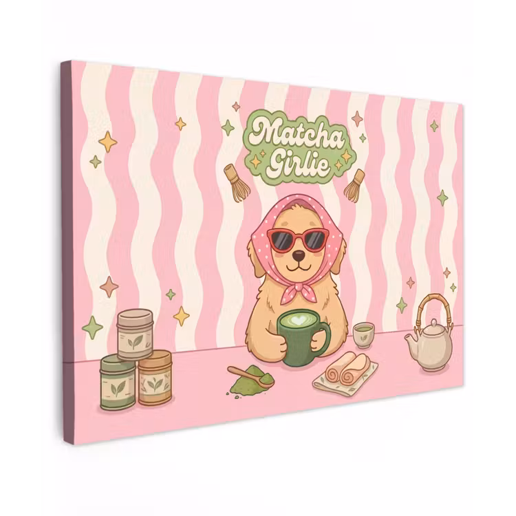 Matcha - Hond - Roze - Groen canvas 2cm klein -z3d