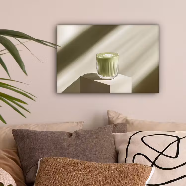 Matcha - Glas - Groen - Minimalistisch canvas 2cm klein -sfeer1