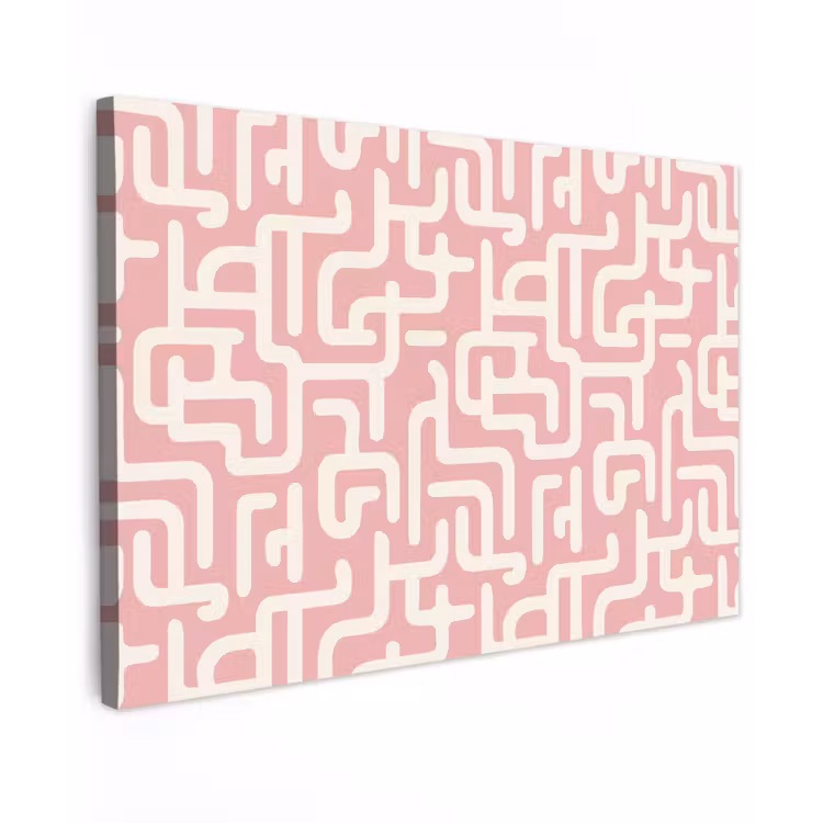 Doolhofpatroon - Roze - Wit - Abstract canvas 2cm klein 34 -z3d