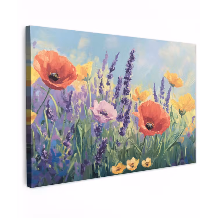 Weide - Bloemen - Kleurrijk canvas 2cm klein -z3d