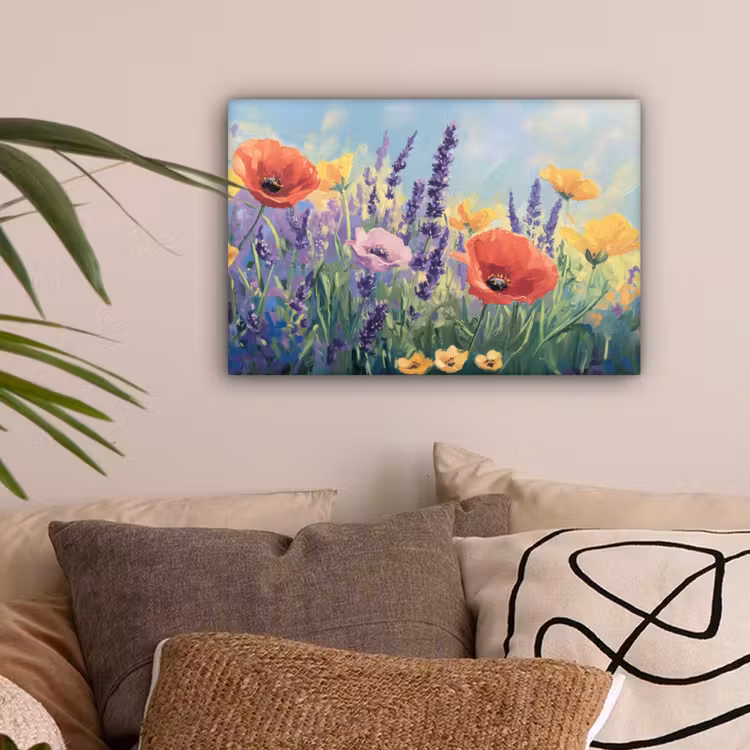 Weide - Bloemen - Kleurrijk canvas 2cm klein -sfeer1
