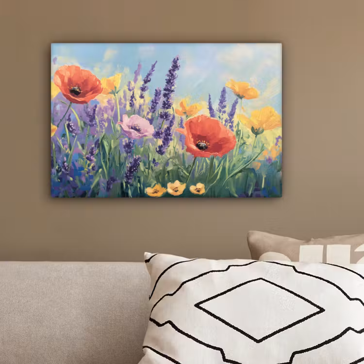 Weide - Bloemen - Kleurrijk canvas 2cm klein -sfeer3