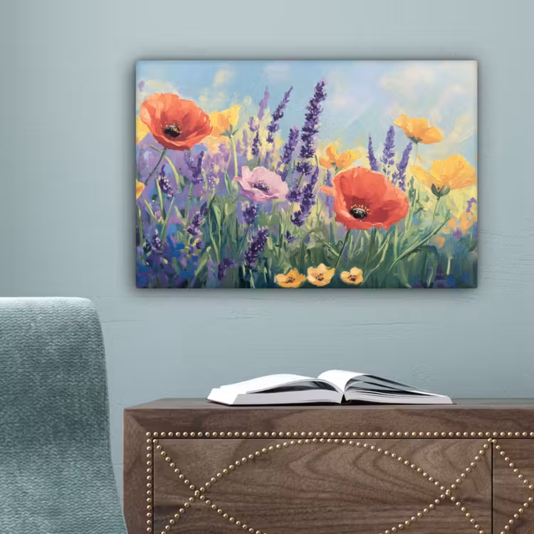 Weide - Bloemen - Kleurrijk canvas 2cm klein -sfeer4