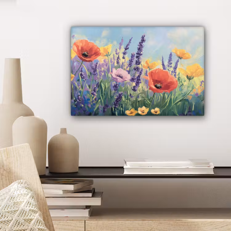Weide - Bloemen - Kleurrijk canvas 2cm klein -sfeer6
