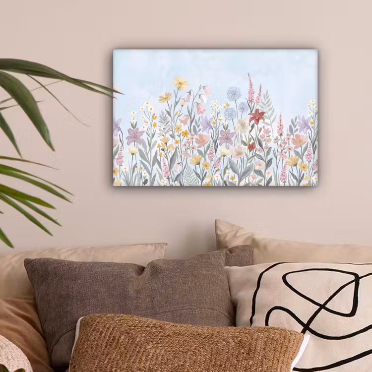 Weidebloemen - Illustratie - Kleurrijk canvas 2cm klein -sfeer1