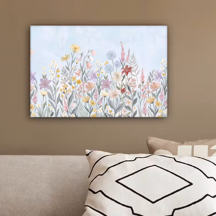Weidebloemen - Illustratie - Kleurrijk canvas 2cm klein -sfeer3